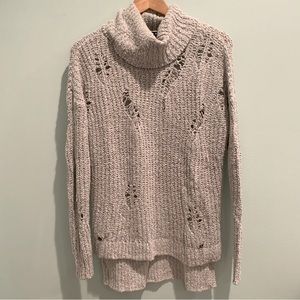 🏷️ Express 2016 Distressed Oversized High Low Hem Turtleneck Sweater XS